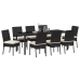 Set de Comedor de Jardín  de 9 Piezas Negro Poliratán