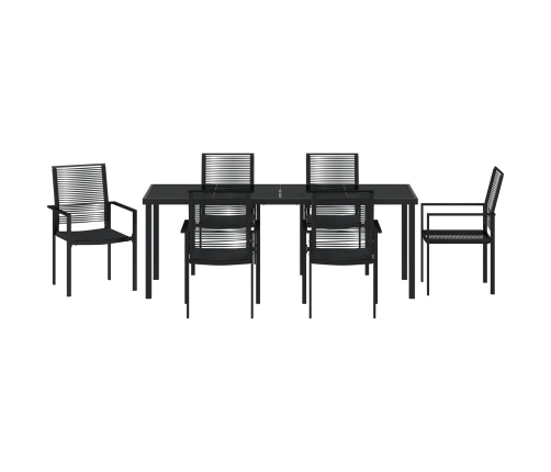 Juego de Comedor de Jardín de 7 Piezas  Negro Ratán de PVC