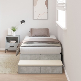 Marco de Cama con Almacenamiento  Gris concreto Madera de calidad
