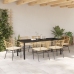 Conjunto de Comedor de Jardín  de 7 Piezas con Cojines en Ratán Poliéster Marrón