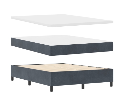 Cama Box Spring  con colchón Gris Oscuro 140x200 cm Terciopelo