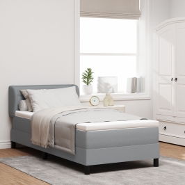Cama Box Spring  con Colchón Gris Claro 80x200 cm Tela