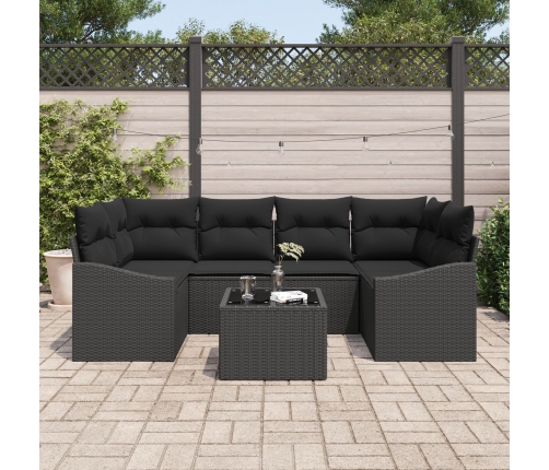 Conjunto de Sofás de Jardín  7 Piezas Negro Poliratán