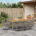 Conjunto de Comedor de Jardín de 9 Piezas con Cojines Gris Ratán Poliéster