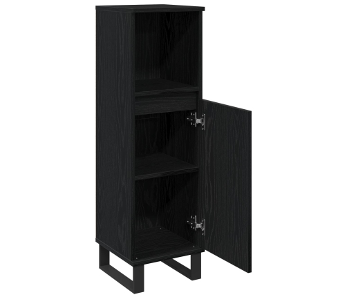 Armario de Baño  Negro Roble 30x30x100 cm Madera Elaborada
