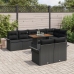Conjunto de Comedor de Jardín de 9 Piezas con Cojines Negro Poliratán Acacia