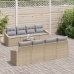 Conjunto de Sofá de Jardín  de 7 Piezas con Cojines Beige Ratán Sintético Acacia