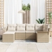 Set de Sofás de Jardín de 6 Piezas con Cojines Beige Ratán Poliéster