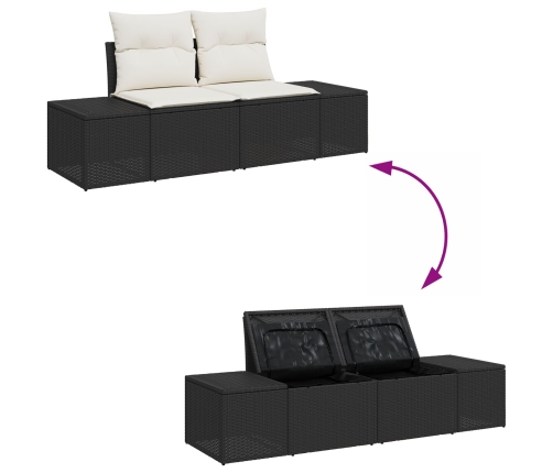 Conjunto de Sofá de Jardín  Juego de 7 Negro y Blanco