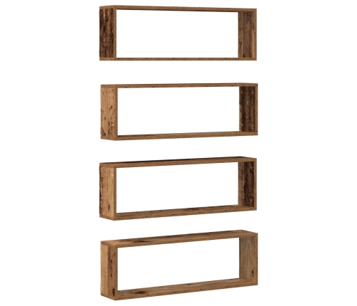 Estanterías de pared  4 pcs Madera antigua 80x15x26 cm Madera trabajada