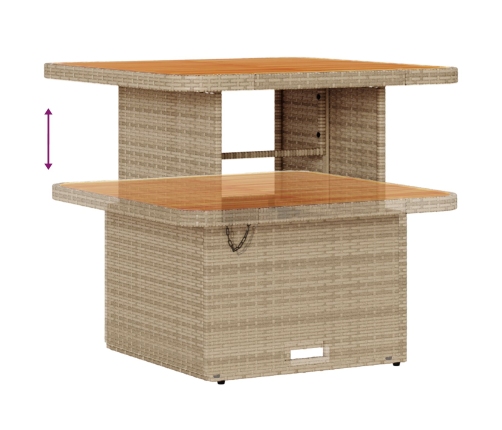 Conjunto de Comedor de Jardín de 3 Piezas con Cojines Beige de Ratán Poliéster y Acacia