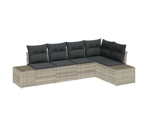 Conjunto de Sofá de Jardín  Juego de 5 Gris Claro Ratán