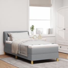 Cama Box Spring  con Colchón Gris Claro 90x200 cm Tela