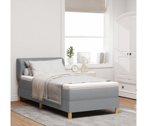 Cama Box Spring  con Colchón Gris Claro 90x200 cm Tela