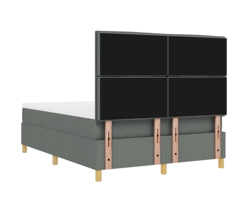 Cama con Base con Colchón y Banco Gris Oscuro 140x200 cm Tela