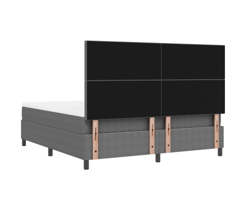 Cama Box Spring  con Colchón Gris Claro Súper King Tela de Pana