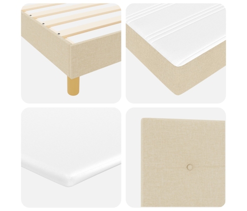 Cama con Box Spring  y Colchón Crema 140x200 cm Tela