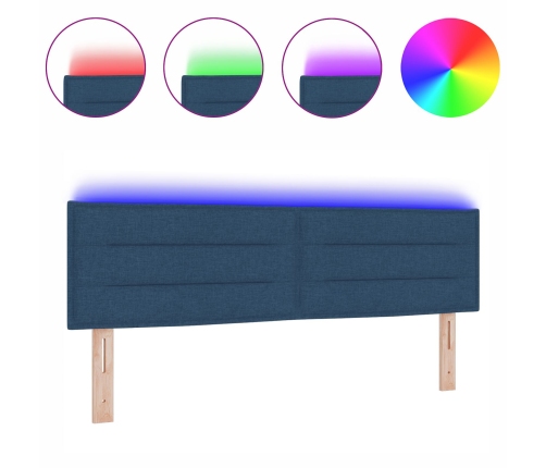 Cabecero LED Diseño Lineal Azul 160 cm Tela