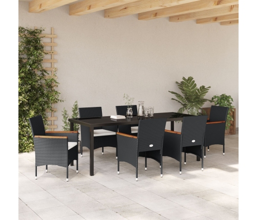 Set de Comedor para Jardín  de 7 Piezas en Poliratán Negro