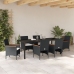 Set de Comedor para Jardín  de 7 Piezas en Poliratán Negro