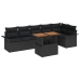 Conjunto de Comedor de Jardín de 7 Piezas con Cojines Negro Ratán Polietileno Acacia