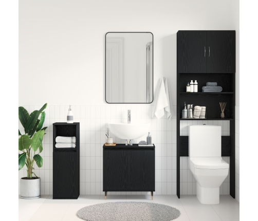 Gabinete para Lavabo  Roble Negro 58x33x60 cm Madera Elaborada