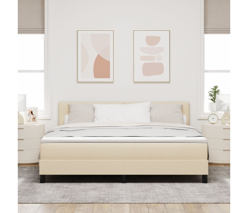 Cama Box Spring con Colchón & LED Crema 180x200 cm Tela
