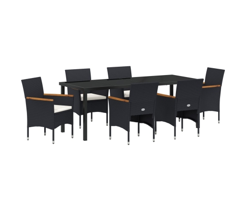 Set de Comedor para Jardín  de 7 Piezas en Poliratán Negro