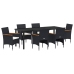 Set de Comedor para Jardín  de 7 Piezas en Poliratán Negro