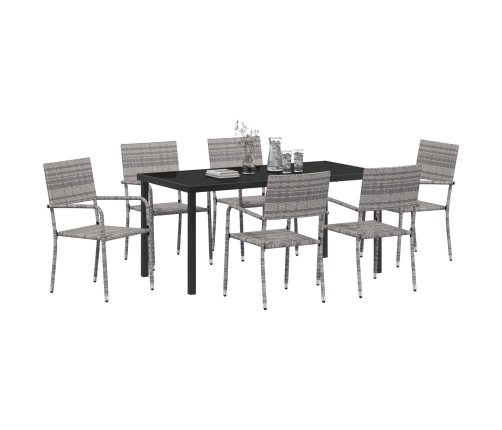 Juego de 7 Comedor de Jardín Gris Poliratán