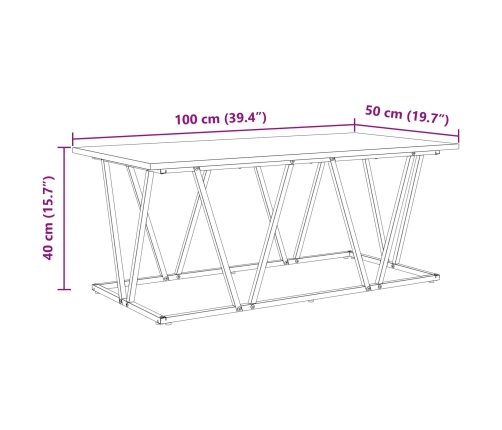 Mesa de café  Artisan de roble 100x50x40 cm, de madera de ingeniería y metal