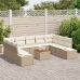 Juego de sofá de jardín de 10 piezas con cojines Beige Poliratán Acacia