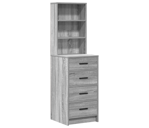 Juego de Mesa de Tocador de 2 Piezas con LED de Madera Elaborada Gris Sonoma