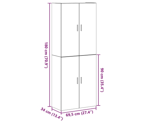 Armarios  2 pcs Negro Roble 69,5x34x180 cm Madera ingenierizada
