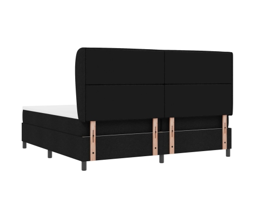 Cama Box Spring con Colchón  Negro 200x200 cm Tela