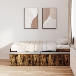 Cama con Almacenamiento  Roble Ahumado 100x200 cm