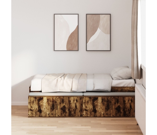 Cama con Almacenamiento  Roble Ahumado 100x200 cm