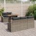Conjunto de Comedor de Jardín de 6 Piezas con Cojines Gris Poliratán Acacia