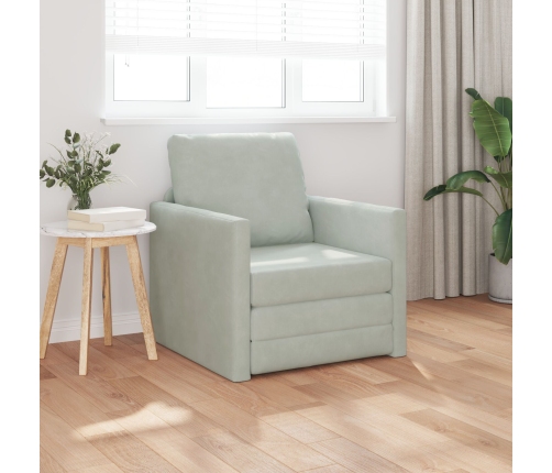 Sofá de suelo convertible  de terciopelo 74x77x81 cm Gris Claro