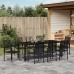 Set de Comedor de Jardín de 9 Piezas Negro Ratán de PVC
