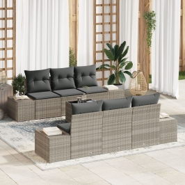 Juego de Sofá de Jardín  Conjunto de 7 Gris Claro, Gris Oscuro