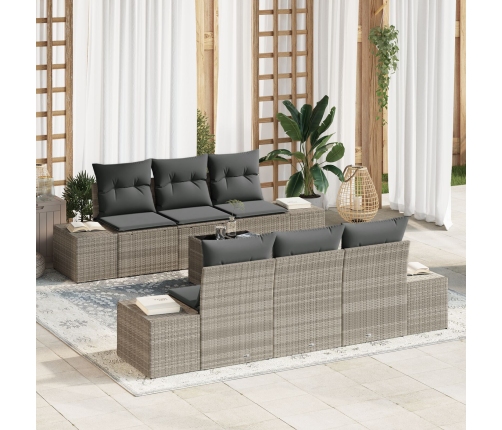 Juego de Sofá de Jardín  Conjunto de 7 Gris Claro, Gris Oscuro