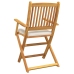 Sillas de jardín plegables  con cojín blanco 2pcs de madera de acacia maciza