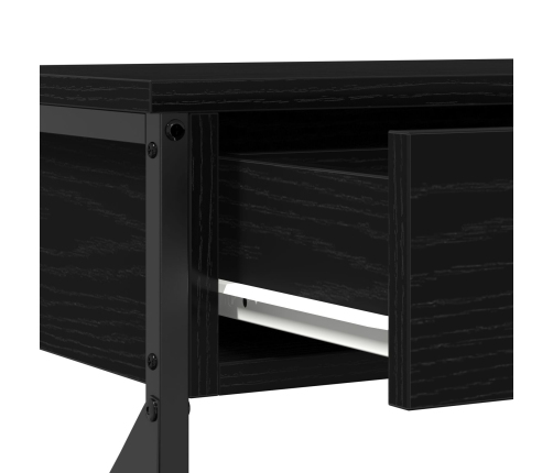 Mesa Consola  Negro Roble 100x28x75 cm Madera Elaborada y Acero