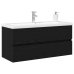 Mueble de lavabo  con lavabo integrado de roble negro y madera de ingeniería