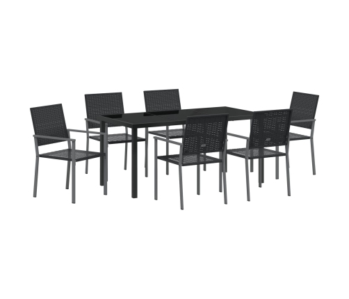 Set de 4 Negro Poliratán, acero con recubrimiento en polvo