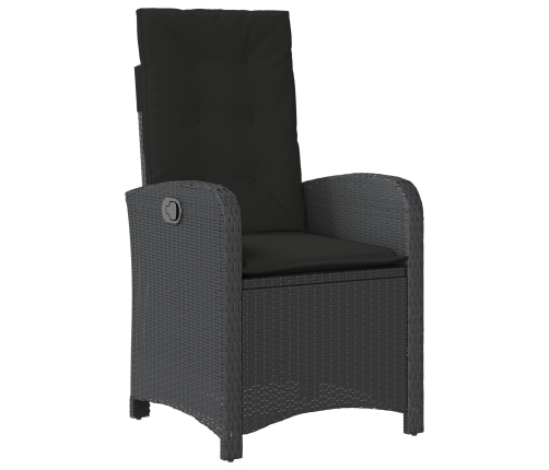 Set de comedor de jardín  9 piezas con cojines negro ratan poli
