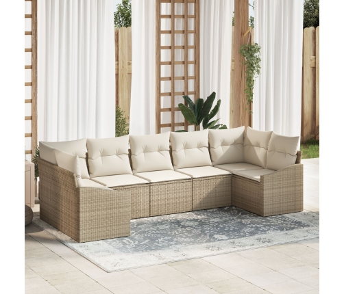 Set de sofá de jardín  Juego de 7 Beige Ratán Sofá de jardín