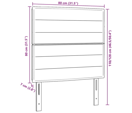 Cabecero  Gris Claro Gris Claro Tela 80 cm Cabecero tapizado