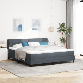 Cama Box Spring  con Colchón Gris Oscuro de 180x200 cm en Terciopelo